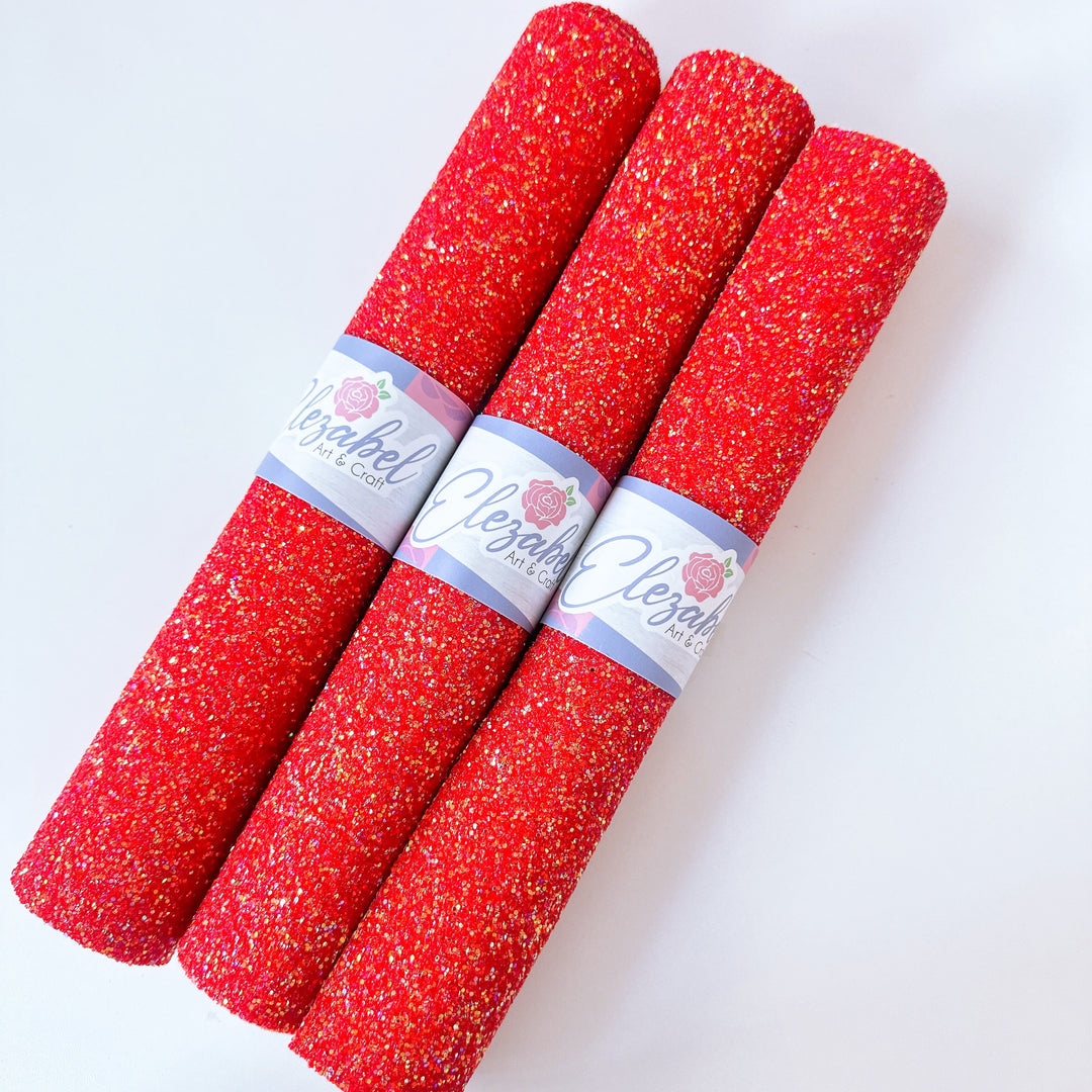 Christmas Red Glitter Faux Leather