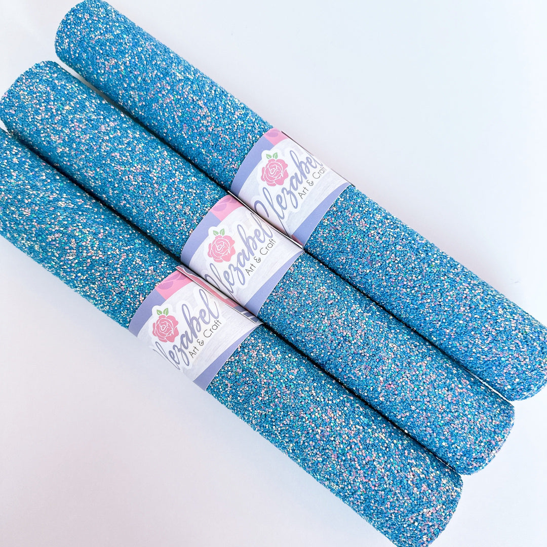 Ice Blue Glitter Faux Leather