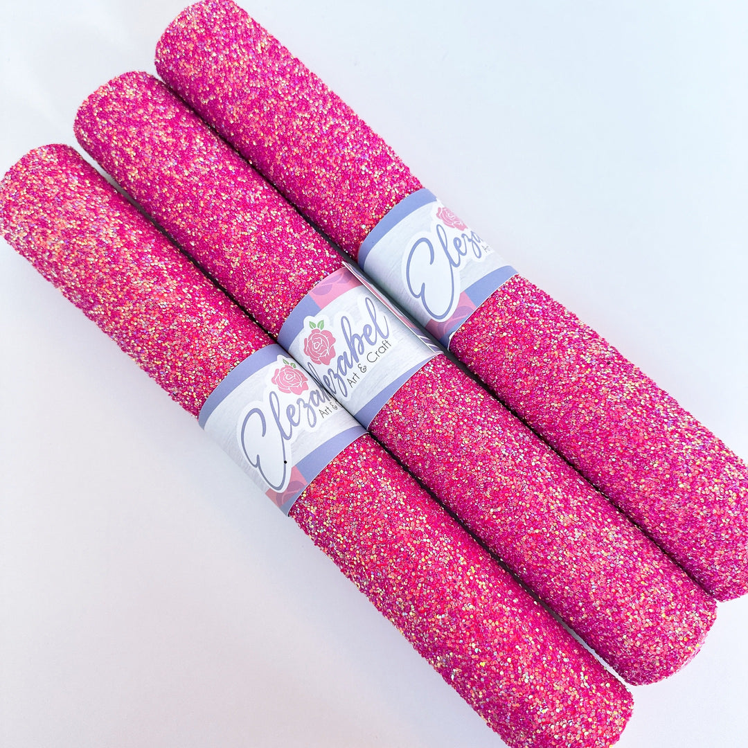 Raspberry Glitter Faux Leat