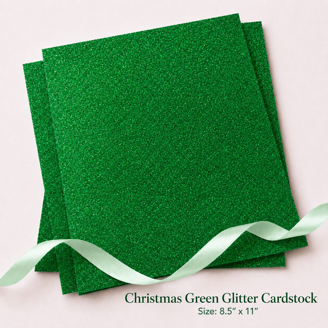 Christmas Green Glitter Cardstock 8.5x11